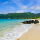 Searching for seashells on the seashores of the Seychelles